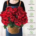 UV Resistant Artificial Geraniums – Outdoor Red Faux Flowers for Patio, Garden & Home Decor