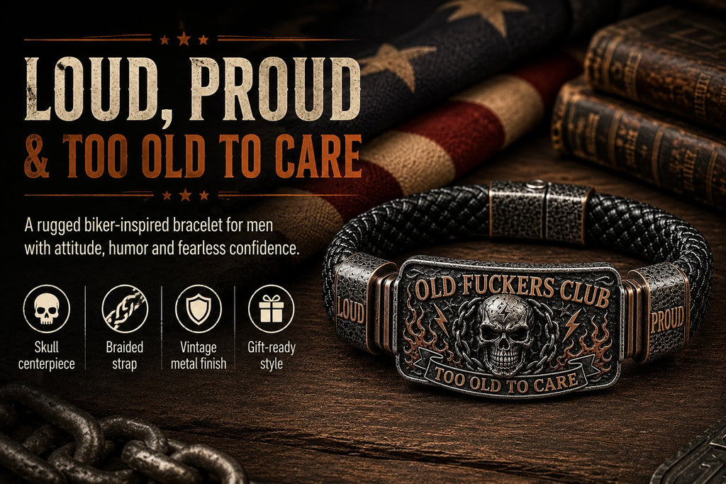 💀 OLD FUCKERS CLUBTM Skull Bracelet – A Badge for Men Who’ve Earned Every Scar & Story
