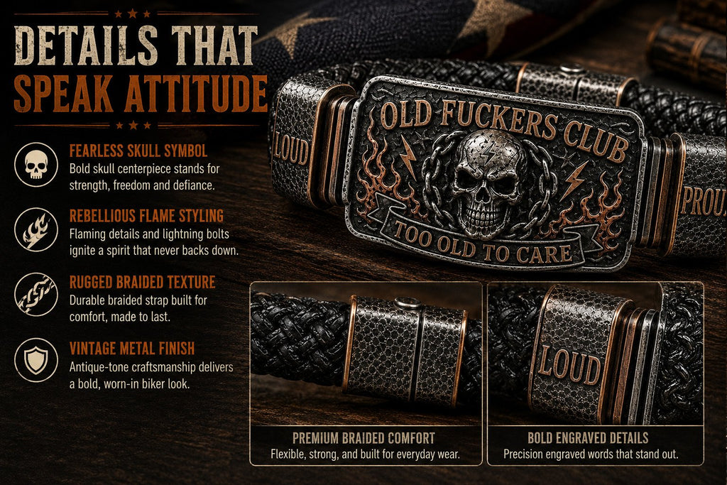 💀 OLD FUCKERS CLUBTM Skull Bracelet – A Badge for Men Who’ve Earned Every Scar & Story